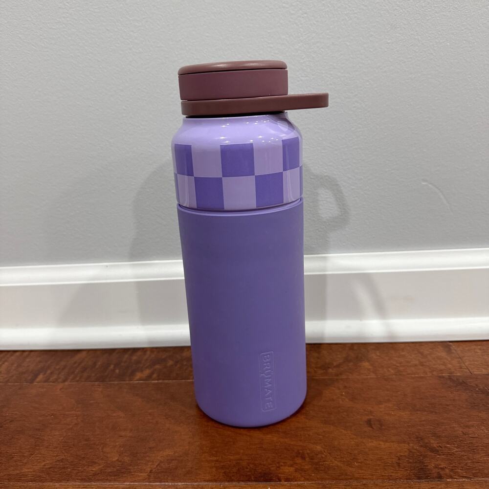 BruMate Rotera 35oz Water Bottle Lavender Checker